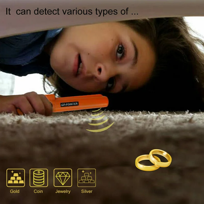 Ручной металлоискатель Золотой металлический Finder сканер безопасности
