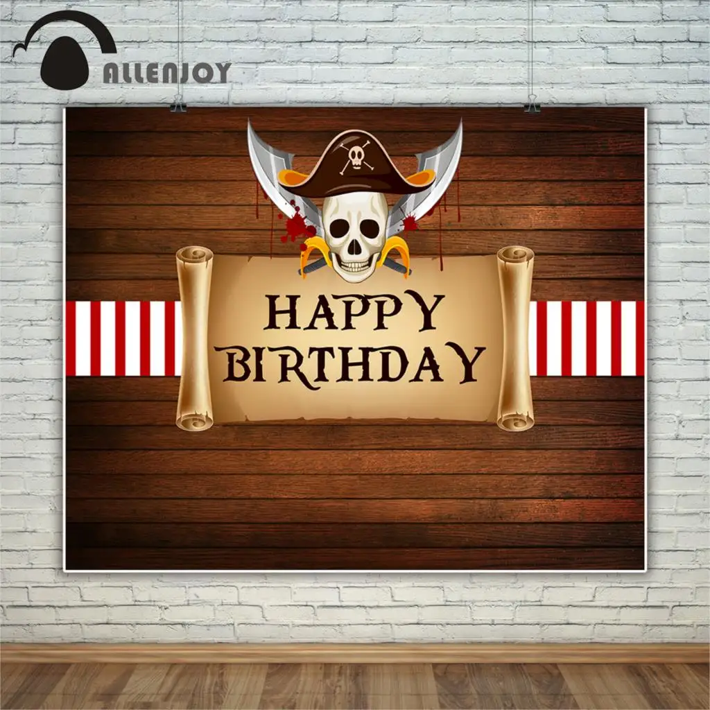 Allenjoy background for photography studio Vintage woodboard Treasure map pirate theme happy birthday backdrop newborn photocall |