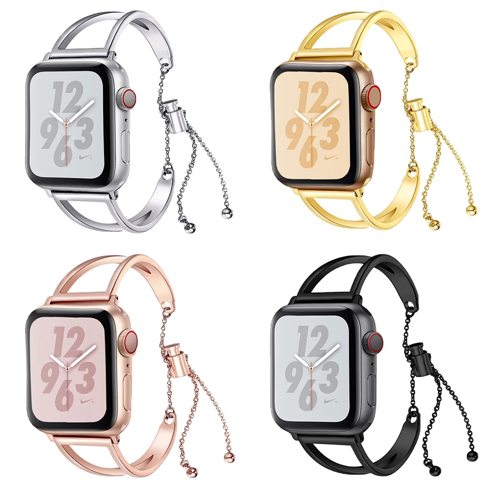 Женский ювелирный стиль браслет из нержавеющей стали пояс для Apple Watch 38 мм 40 42 44