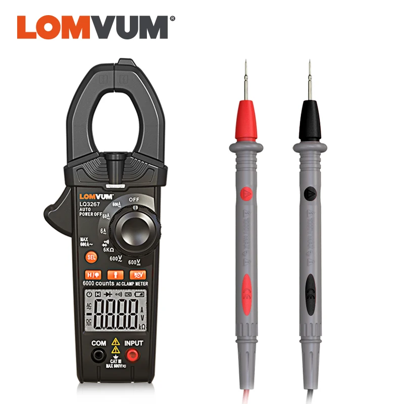 Manual Type LOMVUM умный клещи цифровой Бесконтактный 6000 подсчет переменного тока постоянного тока Напряжение Тип rms NCV мультиметр Частота светодиодный фонарик - Цвет: Manual Type