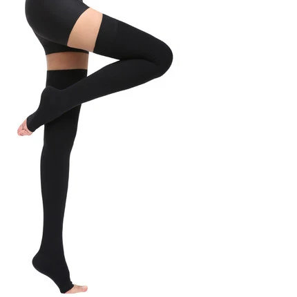 open toe black 30-40 мм рт. Ст., медицинские компрессионные чулки унисекс, с открытым носком, до колена, градуированные, прочные, поддерживающие медицинские чулки для варикозного расширения вен - Color: open toe black