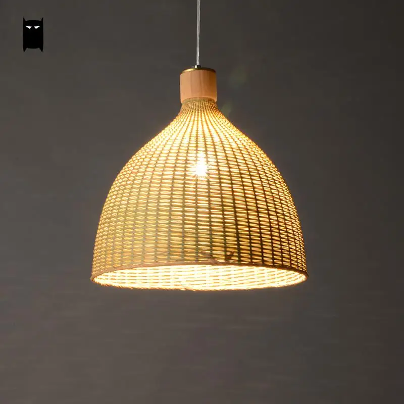 Изящная круглая подвеска в виде корзины из бамбука и ротанга ручная работа