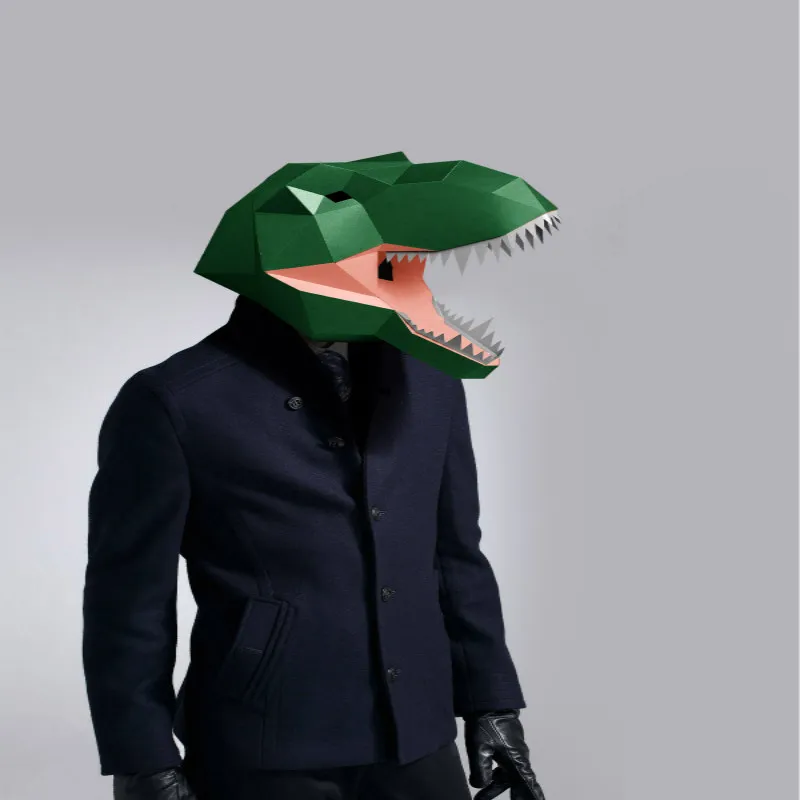 3D Бумажная Маска модный костюм динозавра животного косплей сделай сам бумажная