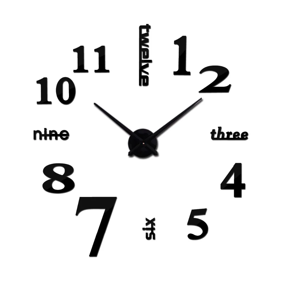 

DIY acrylic mirror wall clock 3d big quartz watch still life modern clocks living room home decoration stickers