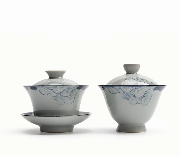 150 мл японский синий и белый Гибискус Gaiwan Master Cup фарфоровый чайник керамическая кофейная чашка винтажный чайный набор кунг-фу