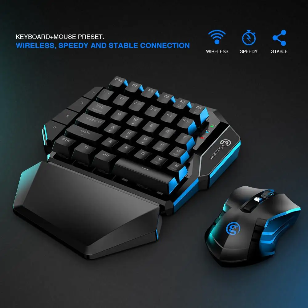 [] GameSir Z2 E-sports игровая беспроводная клавиатура и GM180 мышь комбо 2,4 ГГц Одноручный синий переключатель клавиатура для FPS pubg игры