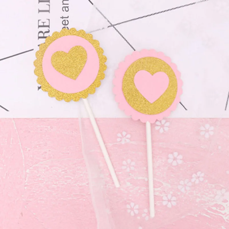 5set heart Розовая Корона сердце Unicron торт Топпер Фигурка кролик Рождественский шар торт украшение для детского шоу Свадьба День рождения кекс tooper - Цвет: 5set heart