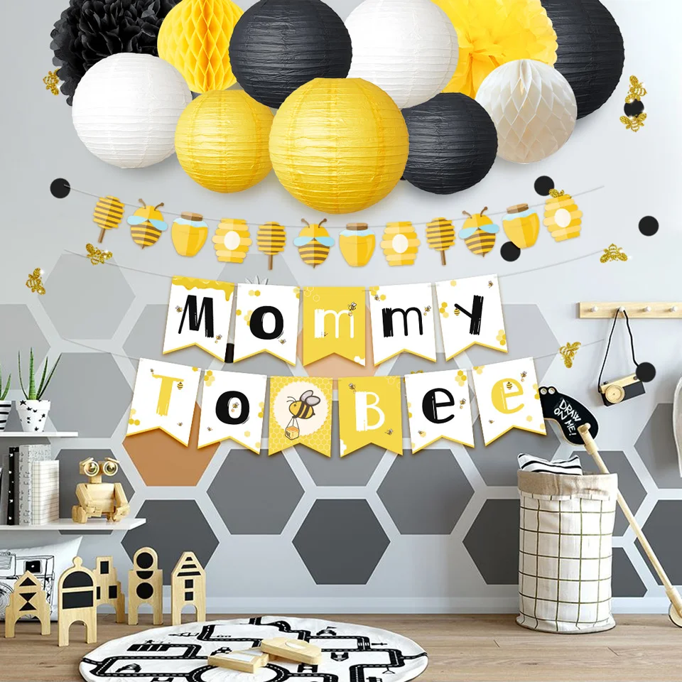 NICROLANDEE 35 шт./компл. милые с принтом в виде медоносной пчелы Baby Shower мама пчелы Бумага баннер гирлянда Фонари Вафельная Ткань вечерние украшения своими руками