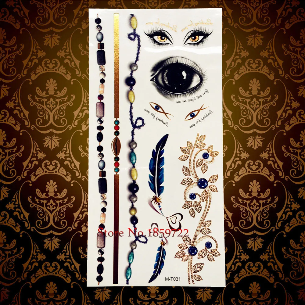 Новинка 1 шт. золотой браслет с татуировкой для мужчин и женщин имитация