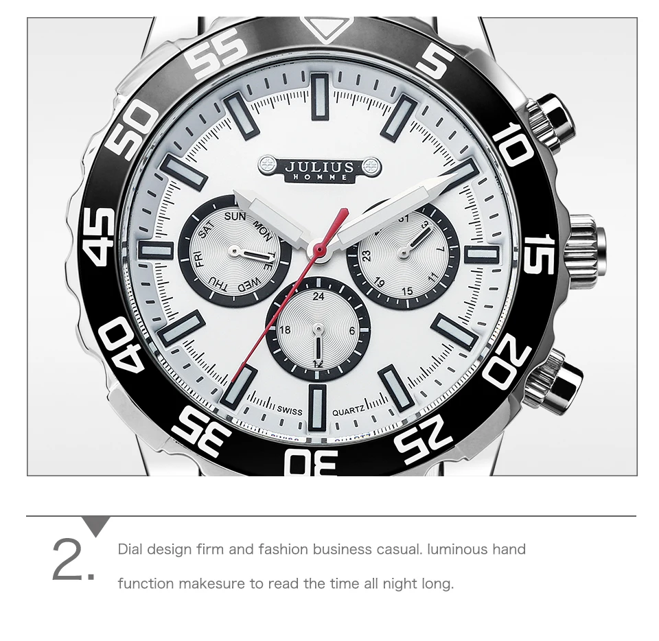 Часы наручные JULIUS мужские многофункциональные брендовые Роскошные деловые