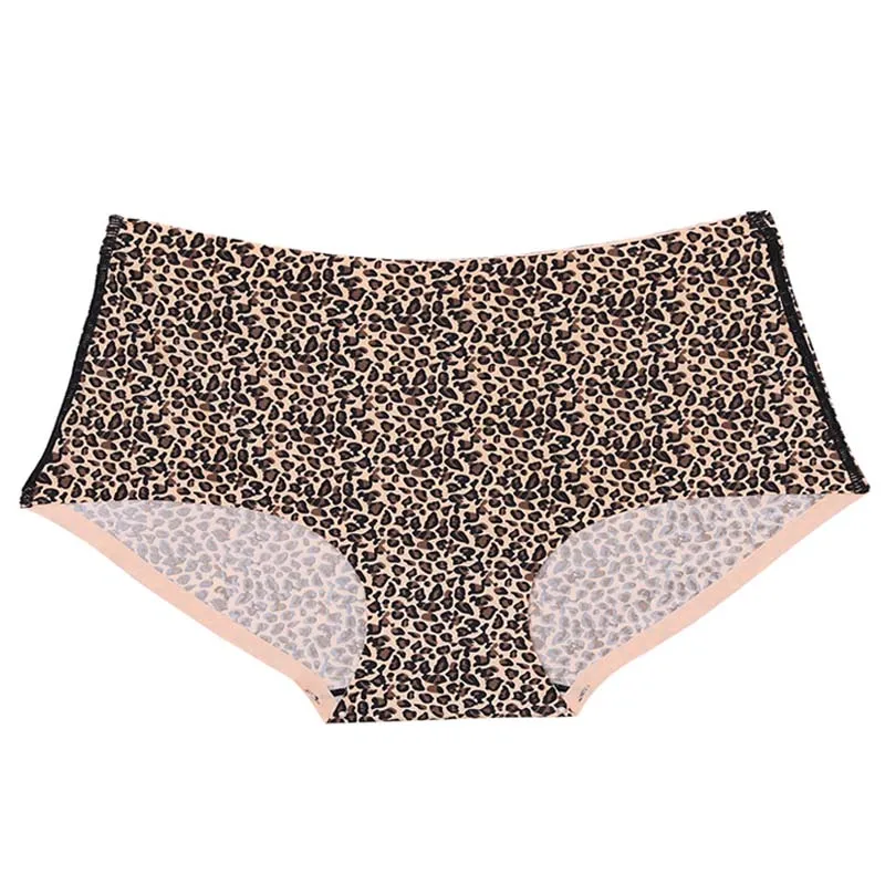 Leopard Queenral Большие размеры M L XL XXL XXXL Трусы бесшовное нижнее белье, трусы, нижнее белье Для женщин белье сексуальное Высокая Талия леопардового цвета из хлопка; нижнее бельё - Цвет: Leopard