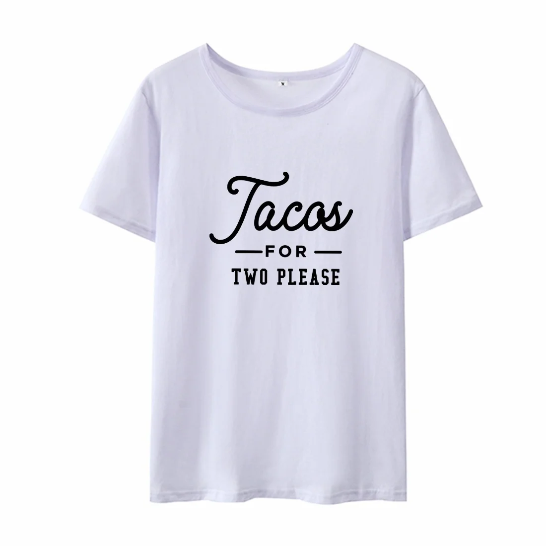 Женская футболка с принтом Tacos для Two пожалуйста Повседневная Свободная круглым