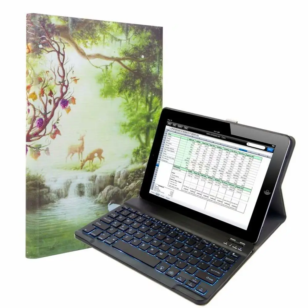 With 7 colors Light Чехол-клавиатура для Apple iPad 9,7 Air 1 2 Pro 9,7 планшетная клавиатура Bluetooth чехол с разделяемой подсветкой - Цвет: With 7 colors Light