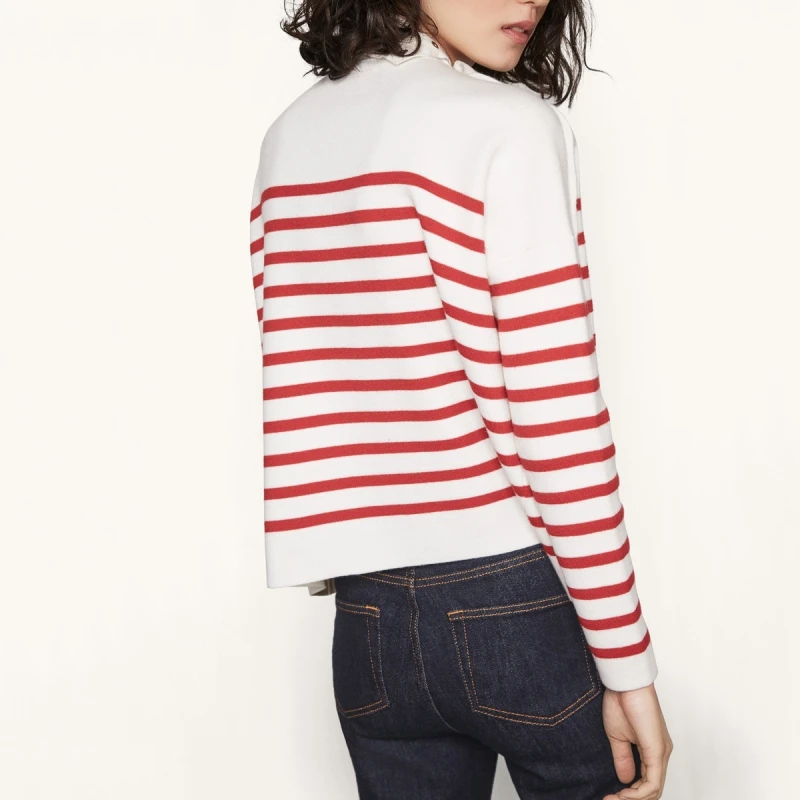 Для женщин сексуальный красный полосатый шикарный пуловер Повседневное тонкий