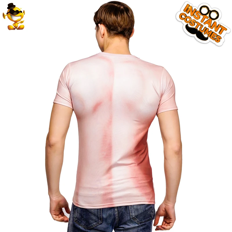 

Purim Adult Dress Up Sexy Printing 3D Chest T-Shirt Costume Halloween Cosplay Muscle Short Sleeve Carnival T-Shirt Top Clothing