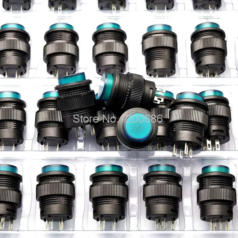 

With light self - locking switch button switch / R16-503AD round 16MM 3A / 250V green