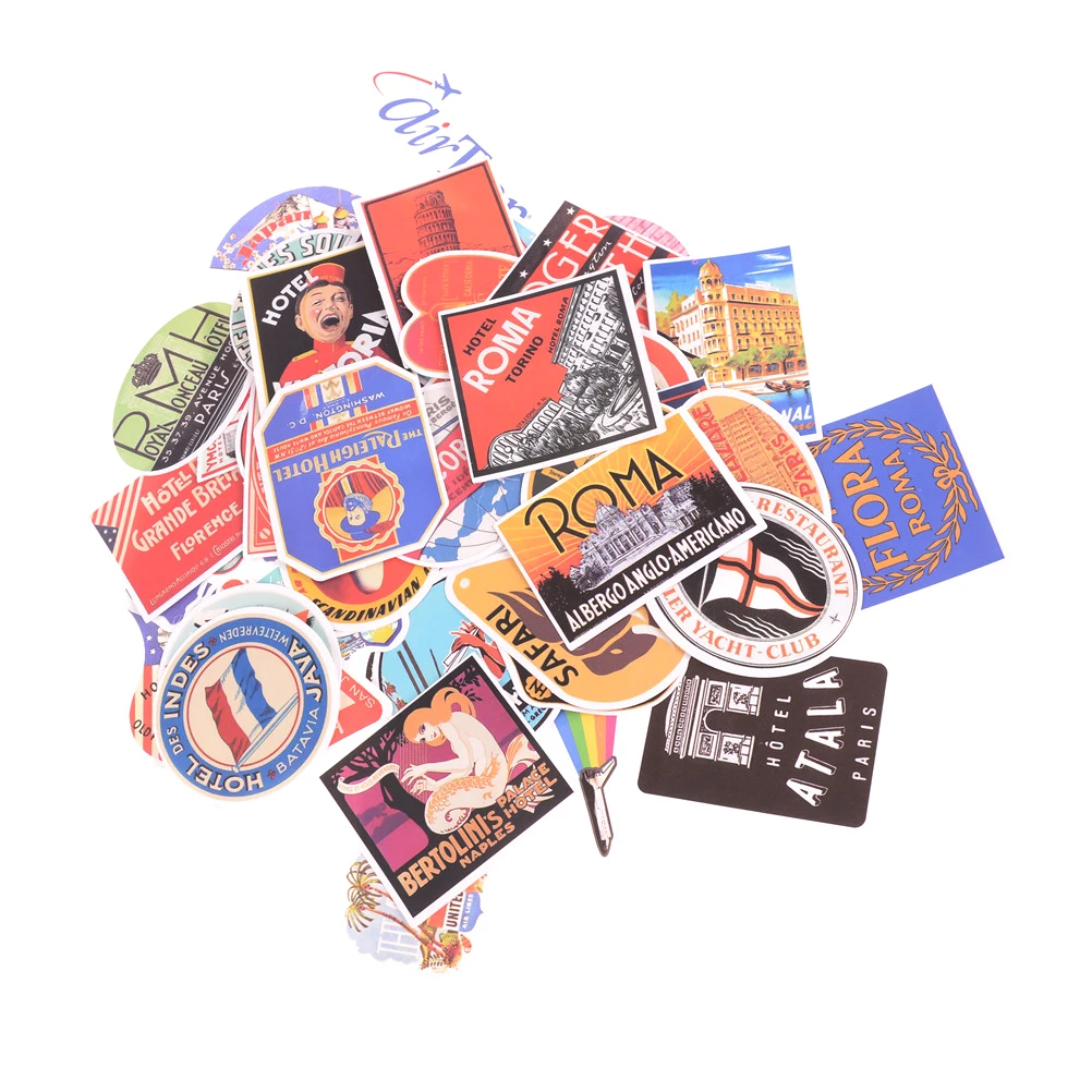 Водостойкая наклейка креативная 55 шт. в стиле ретро логотип путешествия