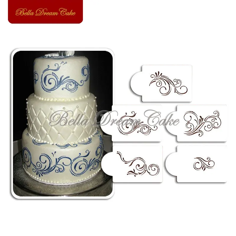 Трафареты для торта с пятью прокрутками дизайнерский трафарет Рождественского