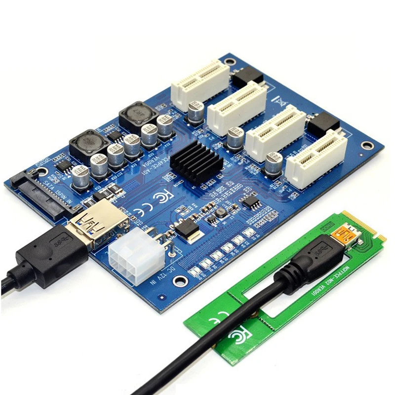 M.2 NGFF PCI-E PCI Express удлинитель Riser Card Adapter 4 PCI-E слот адаптер PCIe порт мультипликатор PCIE Express карта для майнинга
