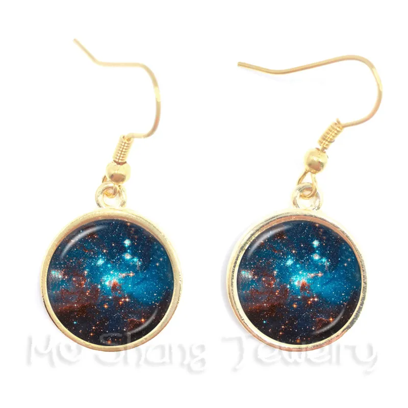 Серьги Galaxy Nebula Вселенная Галактики 16 мм стеклянные серьги с кабошоном модный