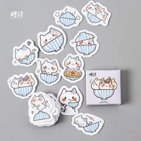 45pcspack square cute kawaii cat bowl mini adhesive stickers scrapbooking diary album stick label paper diy decor