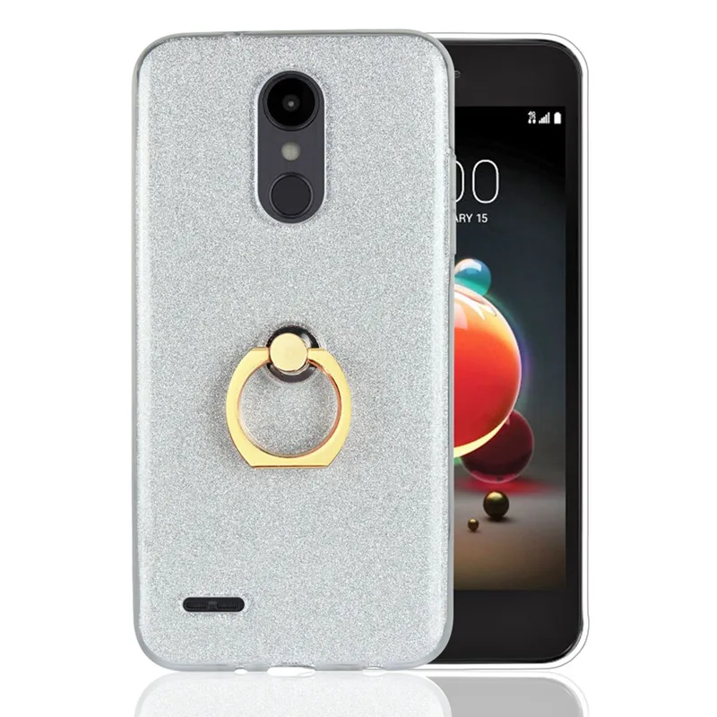UPaitou чехол с блестками для LG Aristo 2 задняя крышка подставка кольцо держатель мягкий