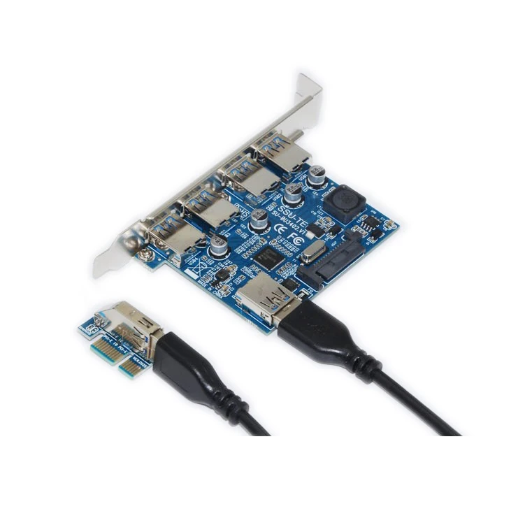 4 порта USB 3 0 концентратор адаптер PCI-E 1X к USB3.0 карта PCI Express расширения с 30 см кабель 5