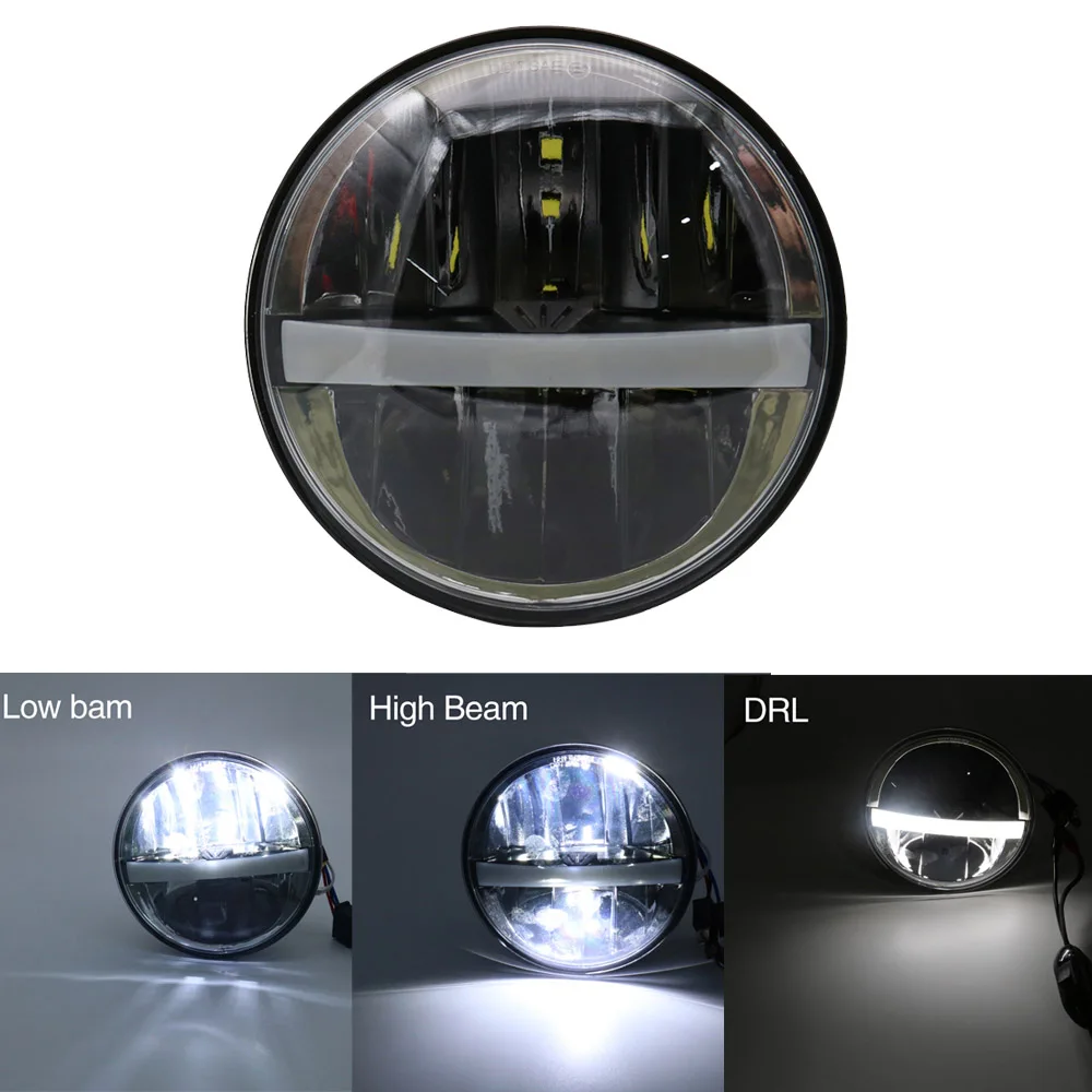 36W Black 5,75 дюймов светодиодные фары Halo Кольцо DRL ангельские глазки для Harley Sportster Touring супер Glide Dyna Sportster Moto 5 3/" налобный фонарь - Цвет: 36W Black