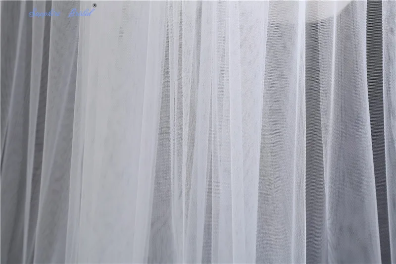 Сапфир невесты 3 м шлейф Длинная свадебная вуаль для невест обрезанный край с