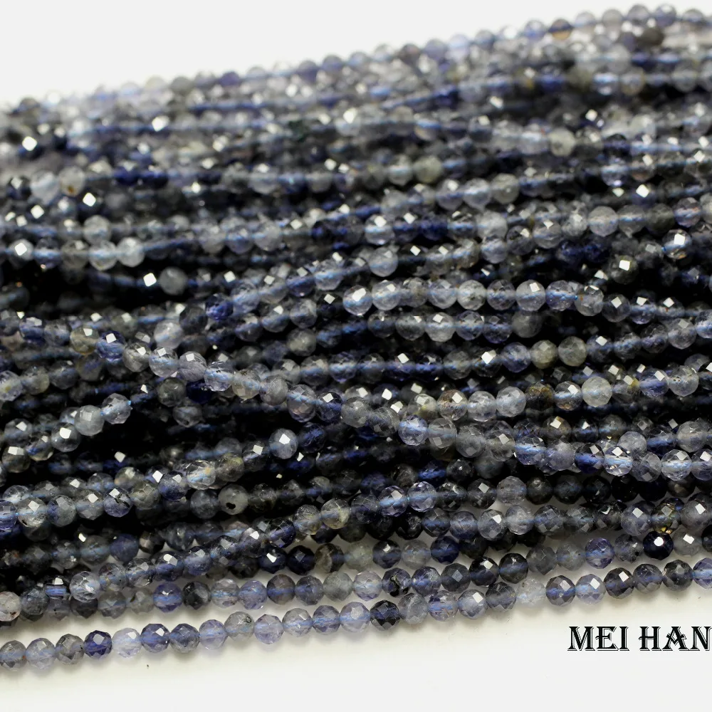 Meihan natural iolite faceted round (2strands/set) 4.2mm shiny beads for jewelry making design fashion stone | Украшения и