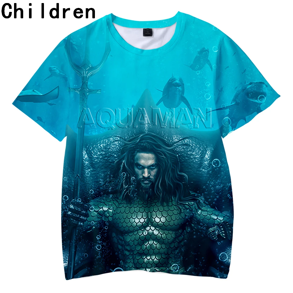 Детские футболки с 3D принтом Aquaman летние модные коротким рукавом 2018 лидер продаж