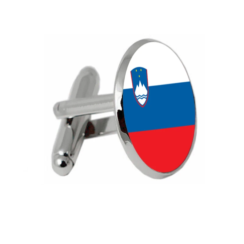 Classic National Flag Of Slovenia Cufflinks For Men High Quality Bronze Black Silver Plated Glass Dome Cuff Buttons Jewelry | Украшения и