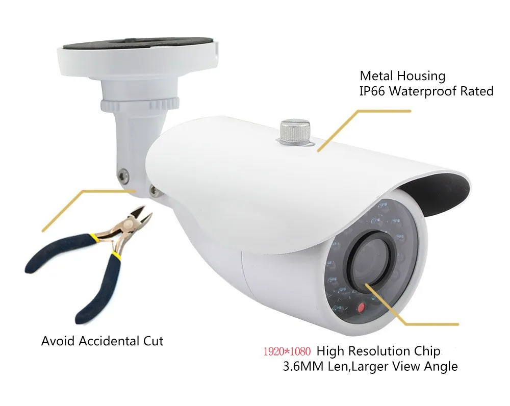 LOFAM AHD камера 2MP 1080P CCTV камера безопасности наружная Водонепроницаемая камера IR-CUT День ночного видения металлическая пуля белая камера