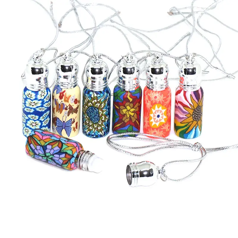 

5ML Glass Roller Ball Fimo Tassels Essential Oils Bottles Refillable Portable Parfum Mini Roll On Polymer Package F20171346
