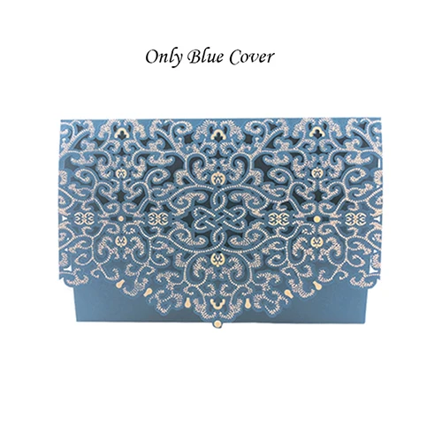 Only Blue Cover 100 шт золотые, белые, синие, красные конверты с лазерной огранкой, роскошные свадебные пригласительные открытки с цветочным рисунком, кружевные конверты с принтом, украшения для свадебной вечеринки - Цвет: Only Blue Cover