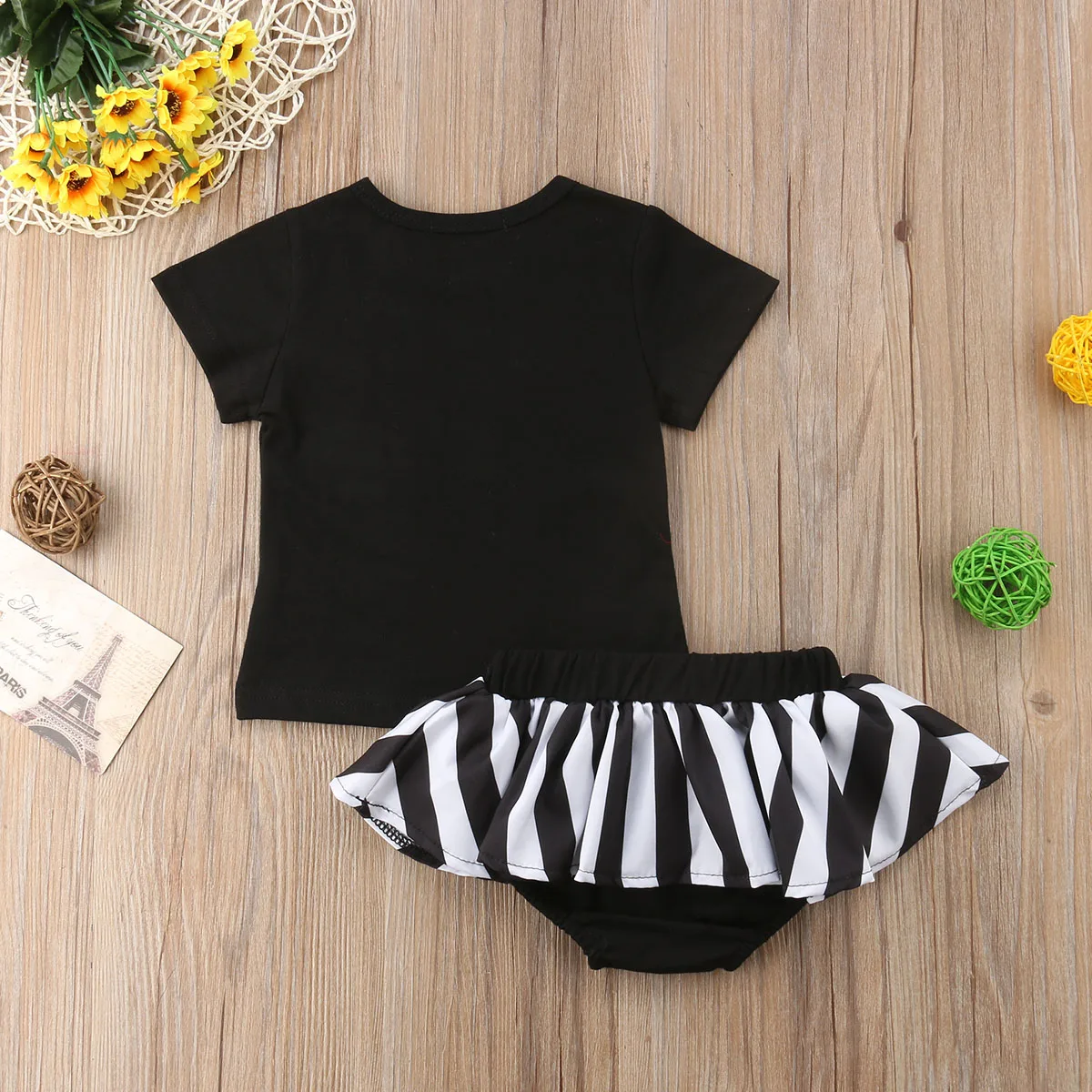 Одежда для новорожденных девочек топы на Хэллоуин футболка шорты в полоску милые