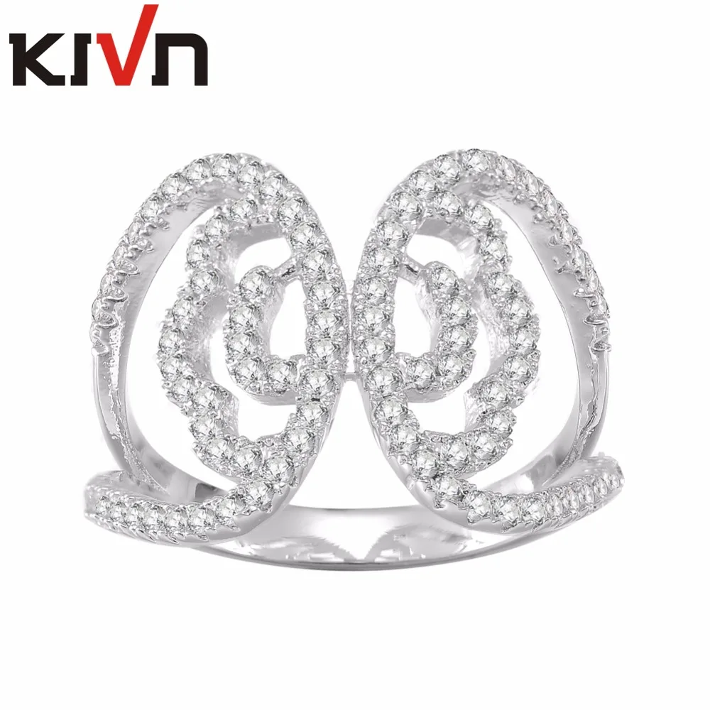Модные ювелирные украшения KIVN цветок роскошный фианит женские свадебные кольца