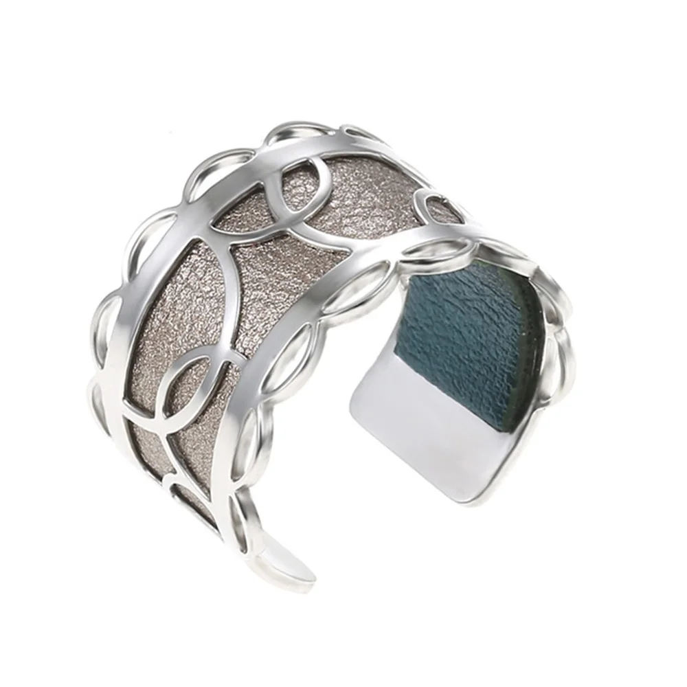 Legenstar, сделай сам, Argent, открытый размер, кольца для женщин, Bijoux Homme, круглое кольцо из нержавеющей стали, обратимая кожа, Bague - Цвет основного камня: silver and green