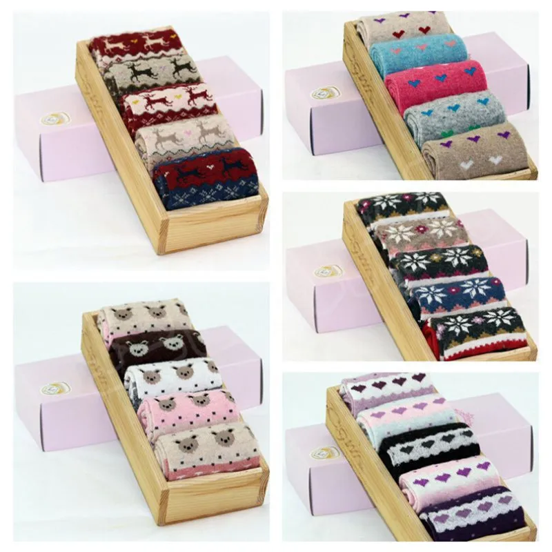 Носки женские из 2015 шерсти и хлопка 5 пар/Лот | Женская одежда