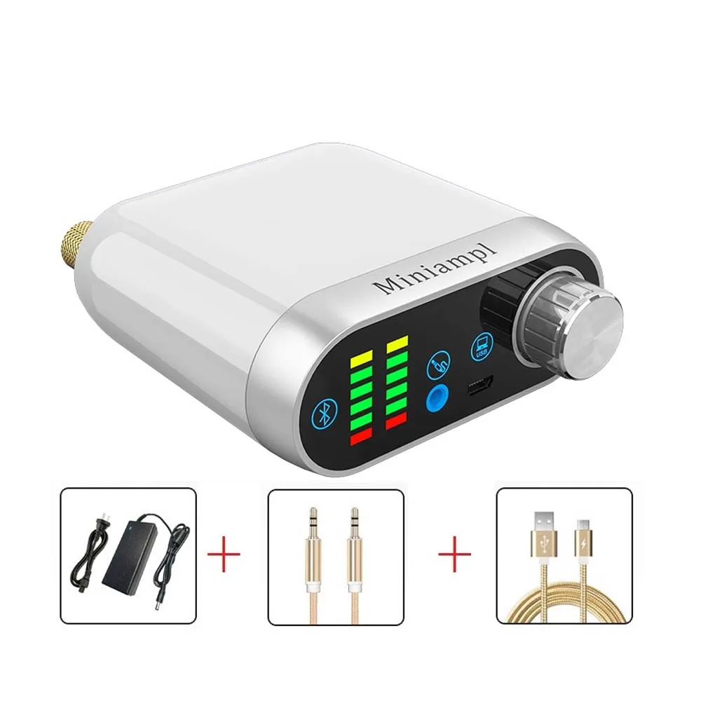 white-with power HiFi мини Bluetooth 5,0 MP3 плеер беспроводной аудио приемник Класс D Цифровой усилитель USB звуковая карта 50 Вт* 2 домашняя аудио поддержка AUX/USB - Цвет: white-with power