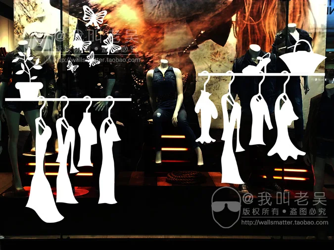 Бесплатная доставка магазин одежды настенная наклейка модная вешалка для