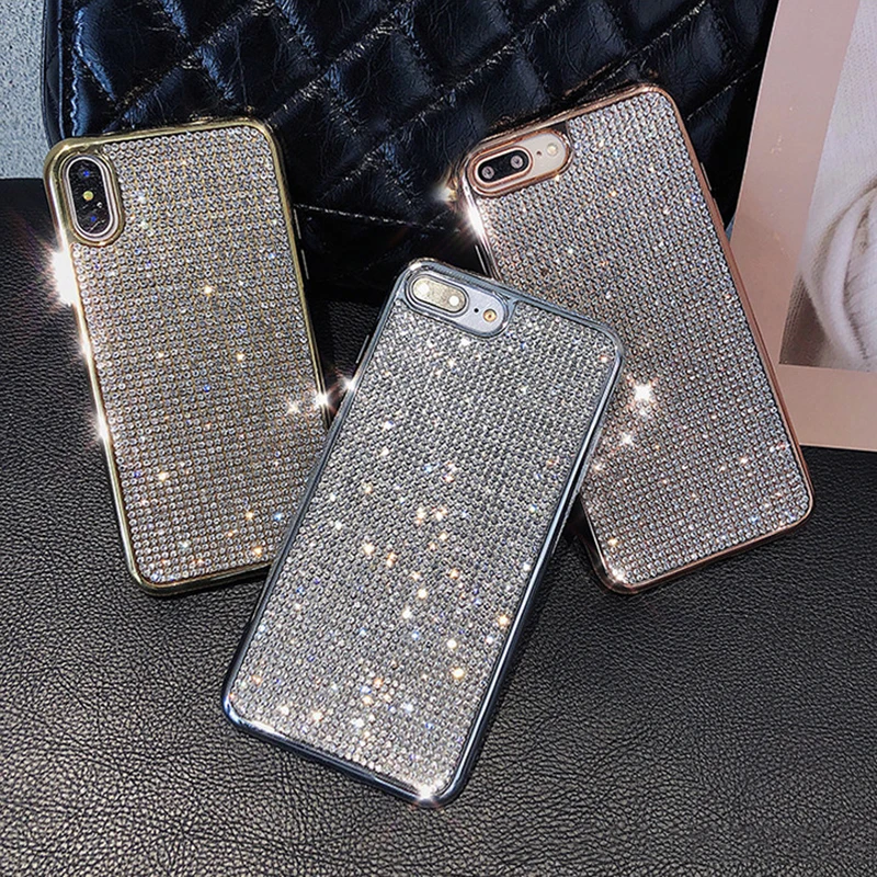 Блестящий чехол со стразами для iphone 12 Pro 11 XS Max XR X 8 7 6s plus модные блестящие мягкие