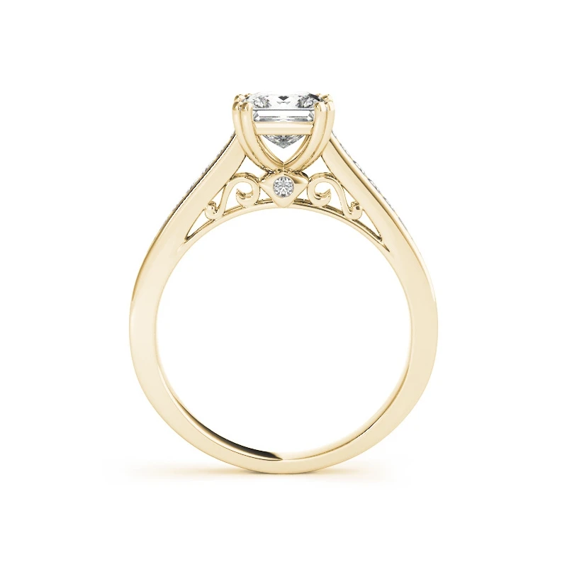 QYI 14K Помолвочное с солитёром кольцо наборы квадратной огранки 1.2ct SONA, имитация бриллианта Женская 14K массивная, желтая, Золотая свадьба кольцо