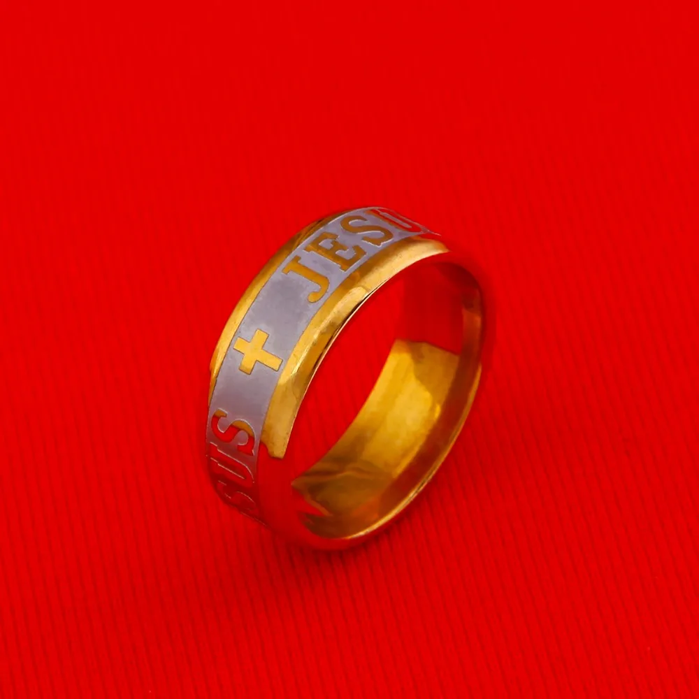 Women Men Jewelry 8mm Stainless Steel Rings Couple Jesus Cross Silver Wedding Religious Ring | Украшения и аксессуары