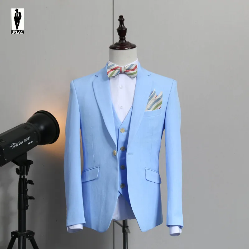 УР 157 Slim Fit Голубой Осень Anzug Ручной Плюс Размер костюм Homme Блейзер Смокинг