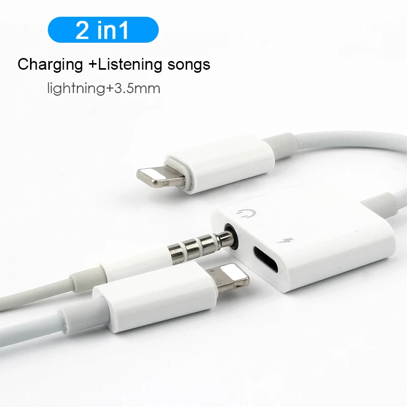 Высокое качество 3 5 мм для наушников кабель адаптер Lightning Splitter Джек 2 в 1 Наушники