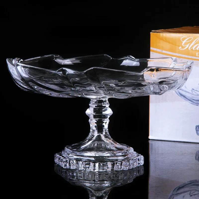 European home living room durable fruit plate fashion transparent atmospheric crystal glass salad plate ZP01211520