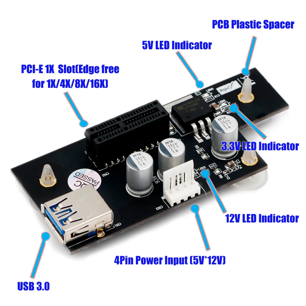 Плата расширения Mini Size USB 3 0 PCI экспресс карта E 1X до 4X 8X 16X Райзер удлинитель с SATA на