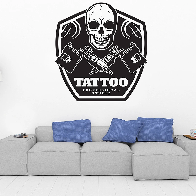 

Tattoo salon Originality logo vinyl Wall sticker Tattoo studio DIY PVC decals for wall glass door decal mural shop Decor G853