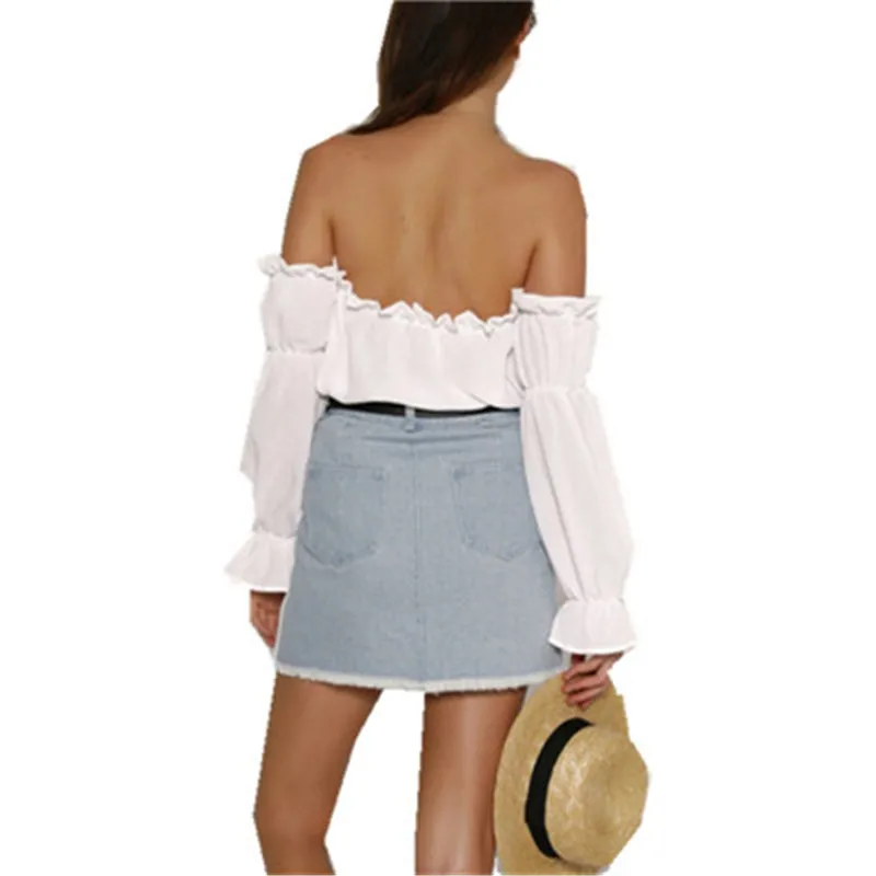 

hirigin Sexy Women white Off Shoulder Tops Blouse Ladies Loose Casual sexy Blouses & Shirts Clothes blouse women femme